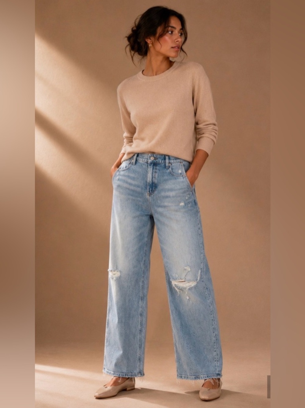 AYR The Secret Sauce Wide Leg Distressed Jeans